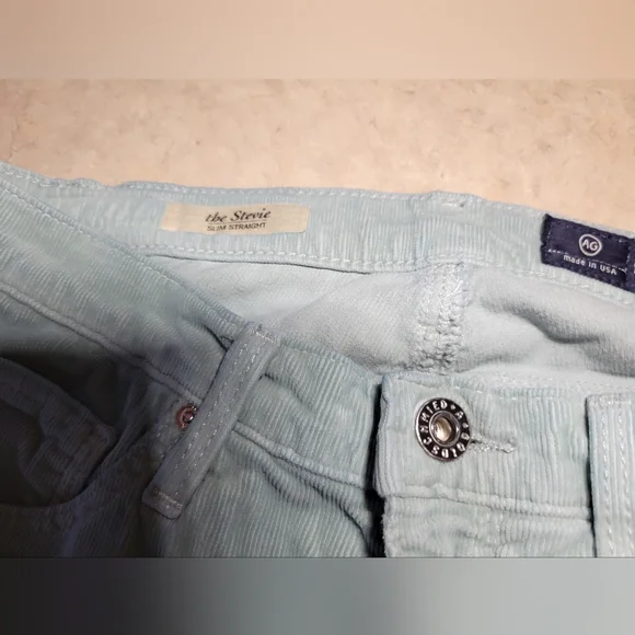 AG Adriano Goldschmiede 26 Reg Stevie Light Green Pants corduroy ankle slim stra - Picture 5 of 14